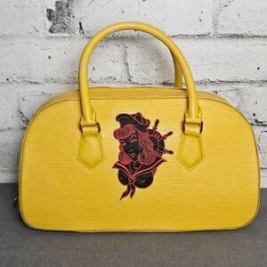 Bold Yellow Retro Tattoo Style Handbag – Pin-Up Girl Graphic Purse